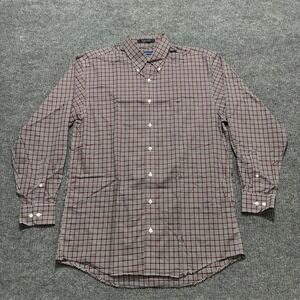 Jon Michael Cane Mens Button Down Shirt Size M Plaid Wrinkle Free Long Sleeve